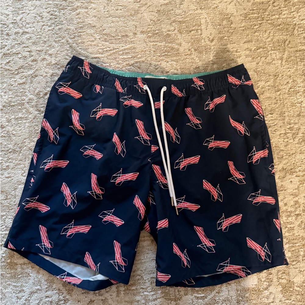 Bonobos Navy and Red Patterned Swim Trunks